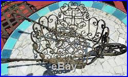 Antique Cast Wrought iron plant stand Filigree Wire Holder Ornate Wheel Barrel