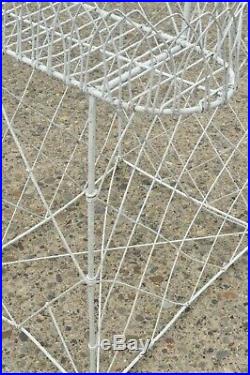 Antique French Victorian 3 Tier White Iron Wire Metal Planter Plant Stand