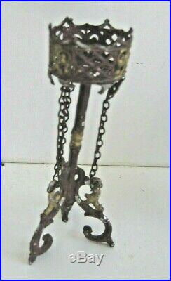 Antique German miniature doll house Unusual form brown gilt metal Plant Stand