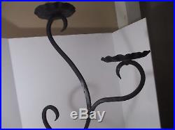 Antique Hand Forged Metal Plant Stand Unique Heavy Black Iron Rare