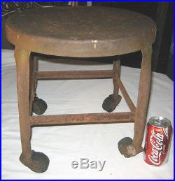 Antique Industrial Metal Castor Wheel Garden Plant Stand Table Chair Art Stool
