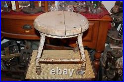 Antique Industrial Milking Cow Stool Factory Stool Wheels Plant Stand Garden #2