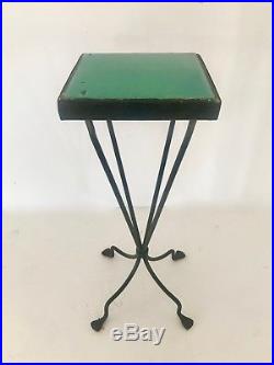 Antique Large Cast Iron Plant Stand Table With Ceramic Insert Top
