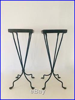 Antique Large Cast Iron Plant Stand Table With Ceramic Insert Top