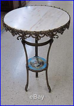 Antique Metal Plant Stand withMarble Top