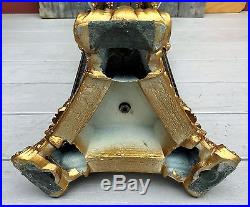 Antique Neoclassical Marble Top Gilt Metal 34 Tall Plant Stand Pedestal c. 1920