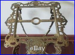 Antique Ornate Brass Metal Bradley & Hubbard B&H Pedestal Plant Lamp Stand Table