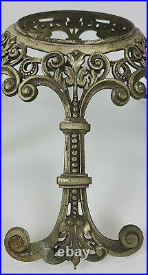Antique Ornate Cast Metal Pedestal Plant Stand Base Plate Bowl Holder Light Part