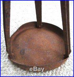 Antique PRIMITIVE MILKING STOOL withSTAR cast iron PLANT STAND farm, cow, goat PENNA