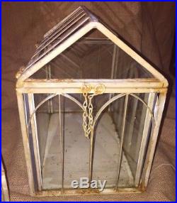 Antique Terrarium Metal Vintage Glass Stand Hinged Plant Stand Tabletop