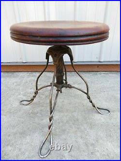Antique VICTORIAN WIRE LEG PIANO STOOL Organ Bench MUSIC SEAT Table Plant Stand