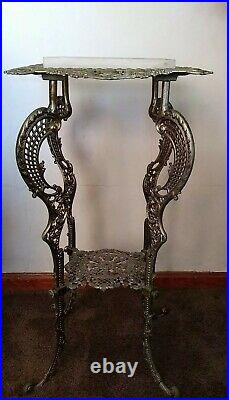 Antique Victorian Metal & Marble Plant Stand