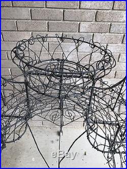 Antique Victorian Wire Work Plant Stand 3-Tier Demi-Lune Wishing Well 1860-1880