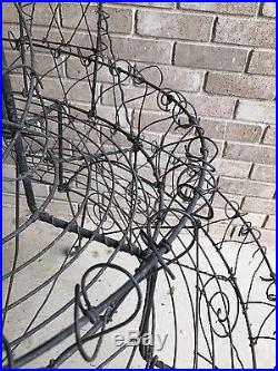 Antique Victorian Wire Work Plant Stand 3-Tier Demi-Lune Wishing Well 1860-1880