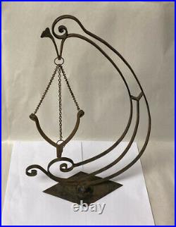 Antique/Vintage Art Deco Wrought Iron Stork Chicken Peacock Plant Candle Stand