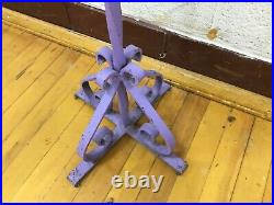 Antique Vintage Catholic Church Wreath Stand Holder Metal Wrought Iron 44 Tall