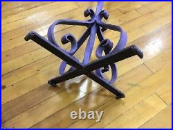 Antique Vintage Catholic Church Wreath Stand Holder Metal Wrought Iron 44 Tall