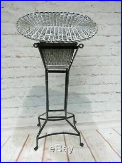 Antique Vintage Victorian Plant/Flower Stand Wrought Iron with Wicker Basket