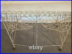 Antique Wire 2 Tier Plant Stand With TRAYS 38W Very Nice Original Metal Feet