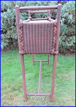 Antique Wood & WICKER Fernery PLANT STAND with Metal Insert Southwest Design
