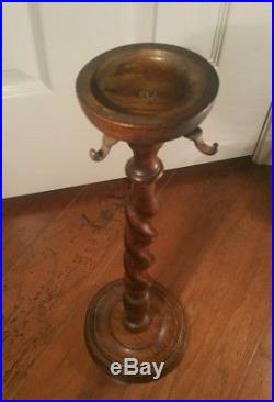 Antique Wooden Plant Stand Spiral Pedastal with Hooks 17.5 in circa 19th Century
