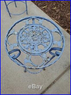 Antique Wrought Iron Plant Flower Stand Table Metal Planter Victorian 24 tall