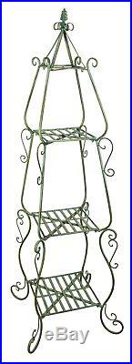 Antiqued Green Iron metal 4-tier Display table/plant stand, in/outdoor, garden