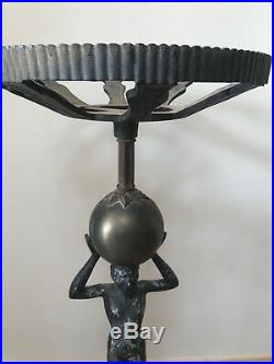 Art deco / Antique / Vintage /metal plant stand with woman and ball and #marked