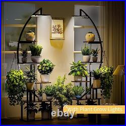 BACEKOLL Tall Plant Stand Indoor with Grow Light 7 Tiered Metal Plant Stand