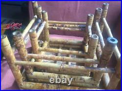 BAMBOO NEST OF 3 TABLES BOHEMIAN VINTAGE RETRO All Wood No Metal, Plant Stands