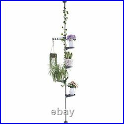 BAOYOUNI 5-Layer Tension Pole Plant Stands Indoor Metal Flower Display Rack Pot