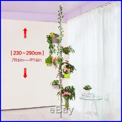 BAOYOUNI 7-Layer Indoor Plant Stands Spring Tension Pole Metal Flower Display