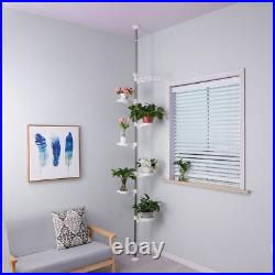 BAOYOUNI 7-Layer Indoor Plant Stands Spring Tension Pole Metal Flower Display Ra