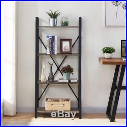 BON AUGURE Ladder Shelf 4 Tier Rustic Bookshelf, Indoor Plant Flower Stand Metal