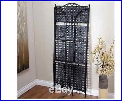 Bakers Rack Black Kitchen Metal Plant Stand Folding Indoor/Outdoor Etagere-Style