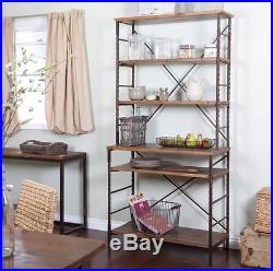 Bakers Rack with Storage Kitchens Plant Stand Open Shelving Rustic Display Metal