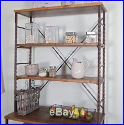 Bakers Rack with Storage Kitchens Plant Stand Open Shelving Rustic Display Metal
