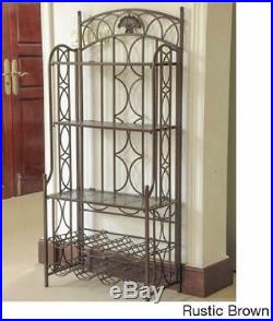 Bakers Rack with Wine Storage Plant Stand Iron Metal Rustic Kitchen Outdoor