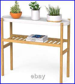 Bamboo Plant Shelf Indoor, 2 Tier Plant Stand Plant table, Corner Plant display