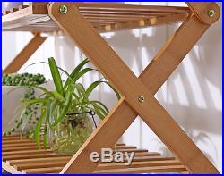 Bamboo Wooden Shelf Shoe Rack Folding Multi Tier Plant Stand Strong Elegant