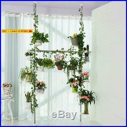 Baoyouni Indoor Plant Stands Spring Double Tension Pole Metal Flower Display Rac