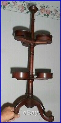 Beautiful Vintage 2 Tier Wood Plant Stand for table top HOLDS 6 small plants