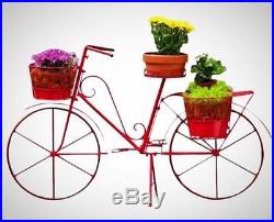 Bicycle Plant Stand Outdoor Patio Garden Red Planters Decoration Design Decor
