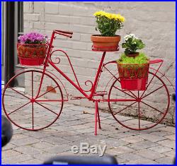 Bicycle Plant Stand Red Metal Outdoor Indoor Porch Patio Flowers Yard Decor New