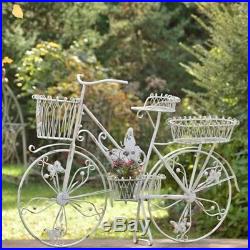 Bicycle Plant Stand Zaer Ltd International Large Antique White Iron Butterflies