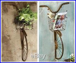 Bicycle Sculpture Wall Art Antique Indoor Outdoor Home Decor Metal Plant Stand