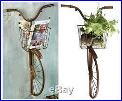 Bicycle Sculpture Wall Art Antique Indoor Outdoor Home Decor Metal Plant Stand