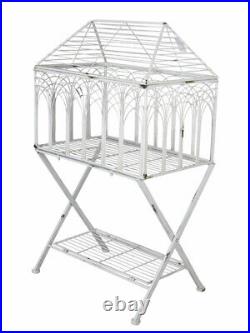 Birdcage On Stand White Plant Stand Aviary 100cm Flower Cage Cottage