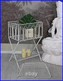 Birdcage On Stand White Plant Stand Aviary 100cm Flower Cage Cottage