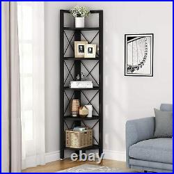 Black Corner Bookshelf Small Bookcase Storage Rack Plant Stand for Living Room